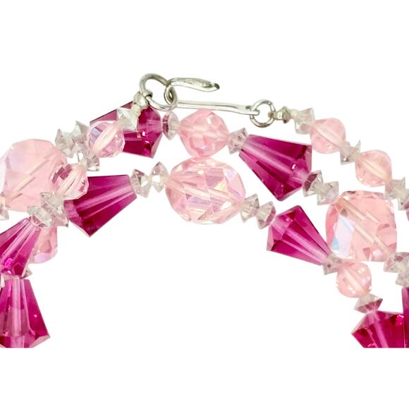 Vintage Vendome 1950a Pink Crystal Necklace | Signed Mid-Century Glam Jewelry - Picture 5 of 7